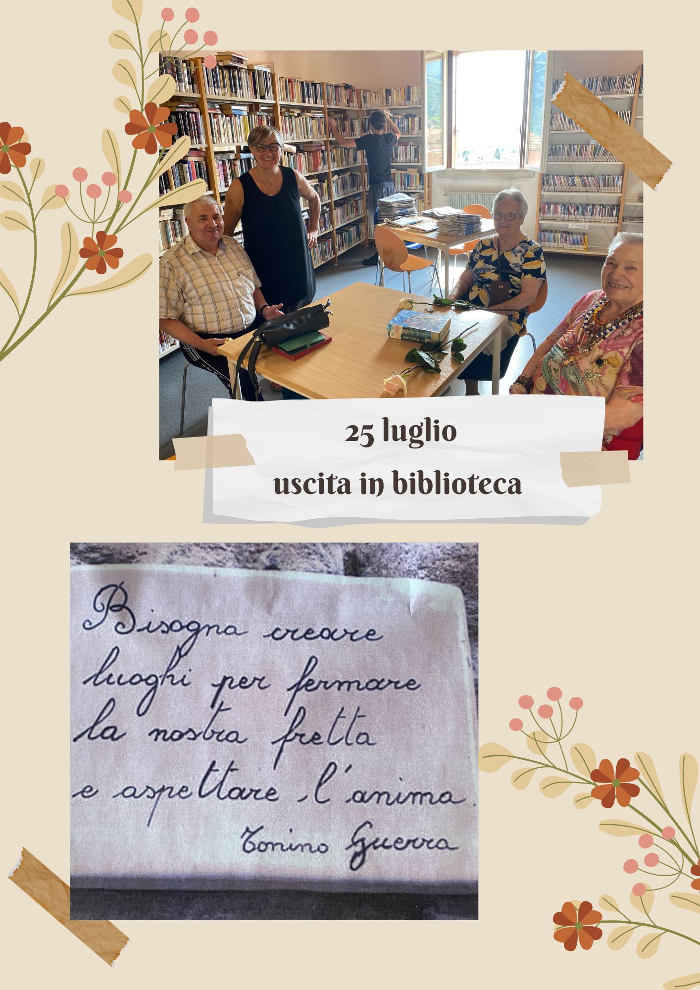 10 a 25 luglio uscita in biblioteca