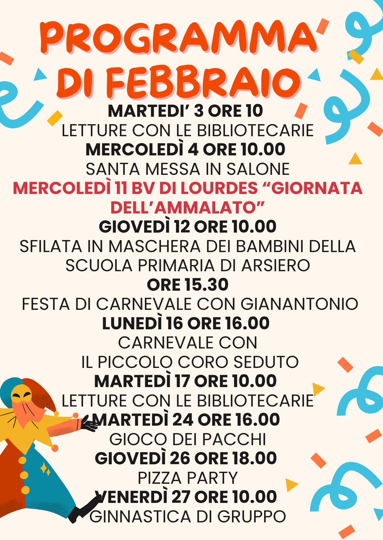 3 programma di febbraio